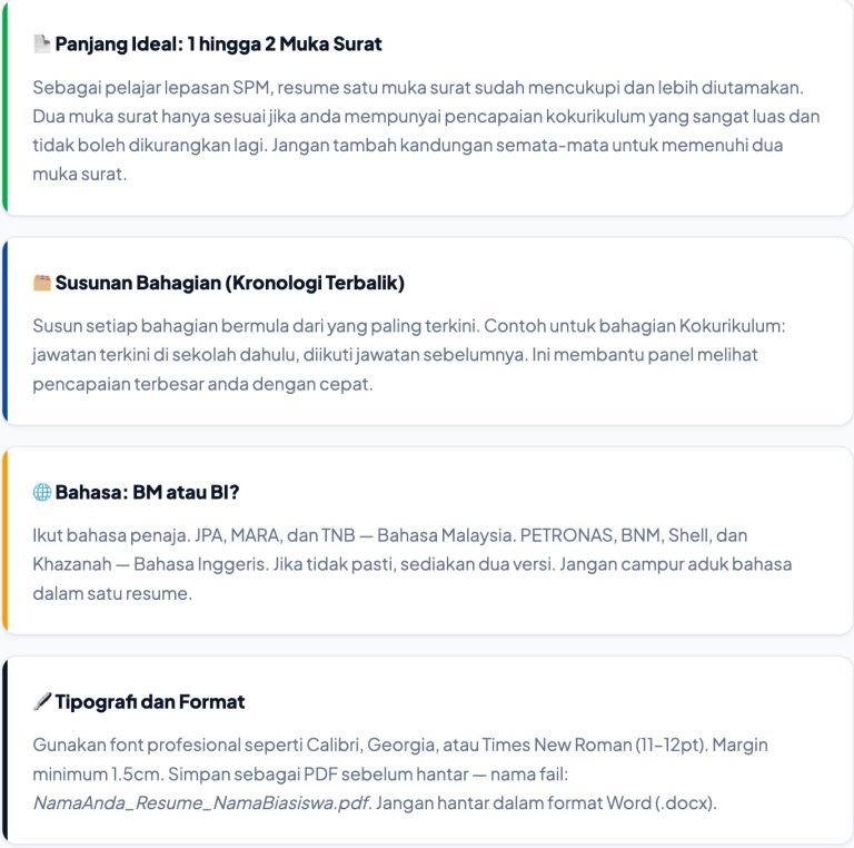 cara tulis resume biasiswa